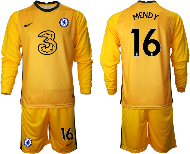 Men 2021 Chelsea yellow goalkeeper long sleeve #16 soccer jerseys->chelsea jersey->Soccer Club Jersey